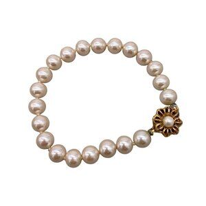 Vintage Faux Pearl Bracelet Japan Stamped 17.5 Inches